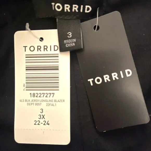 NWT TORRID Women's Longline Open Front Black Blazer - Picture 8 of 16